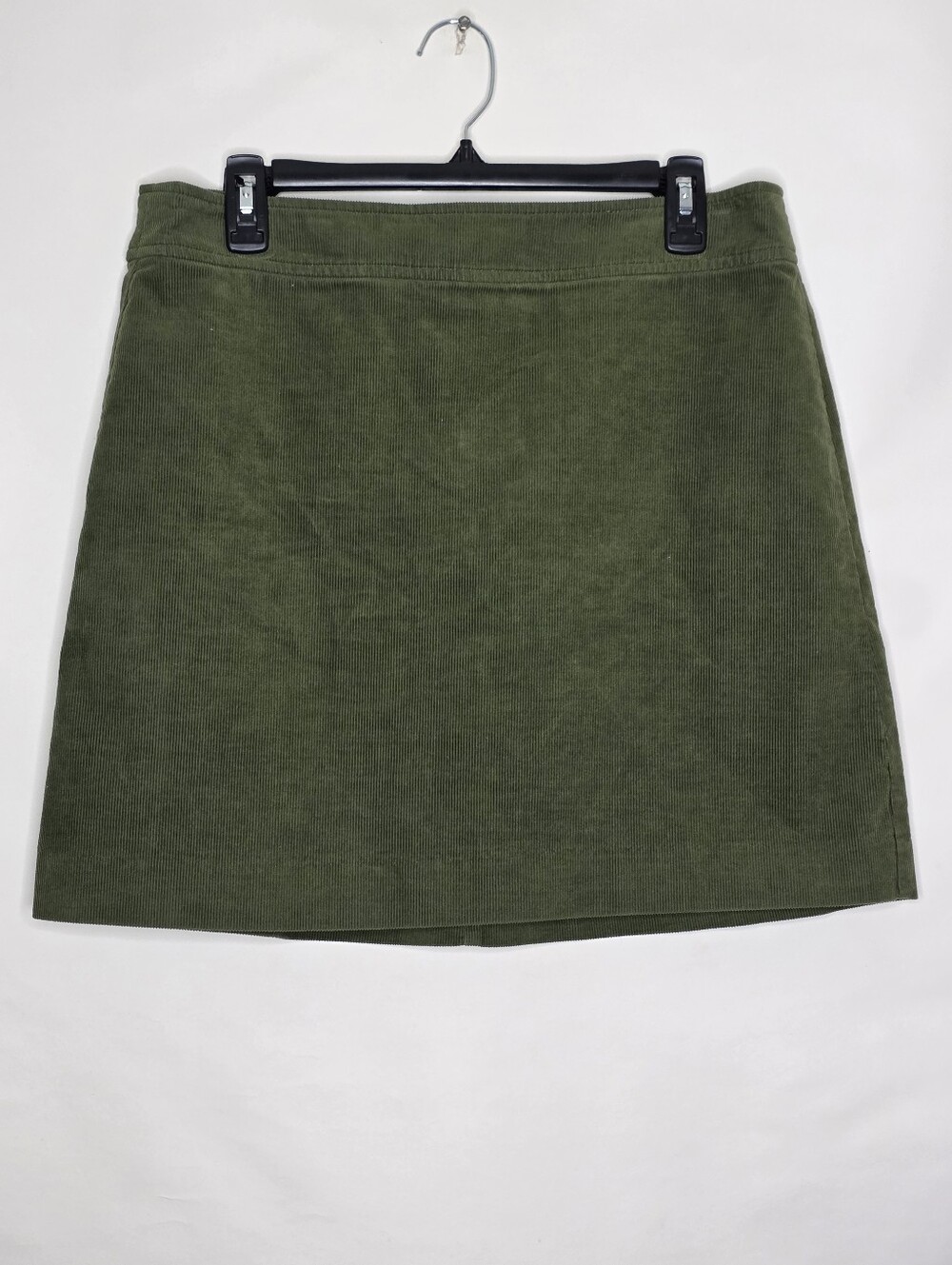 J. Crew Corduroy Mini Skirt Size 10 Green‎ Cotton Back Zipper Academia Festival
